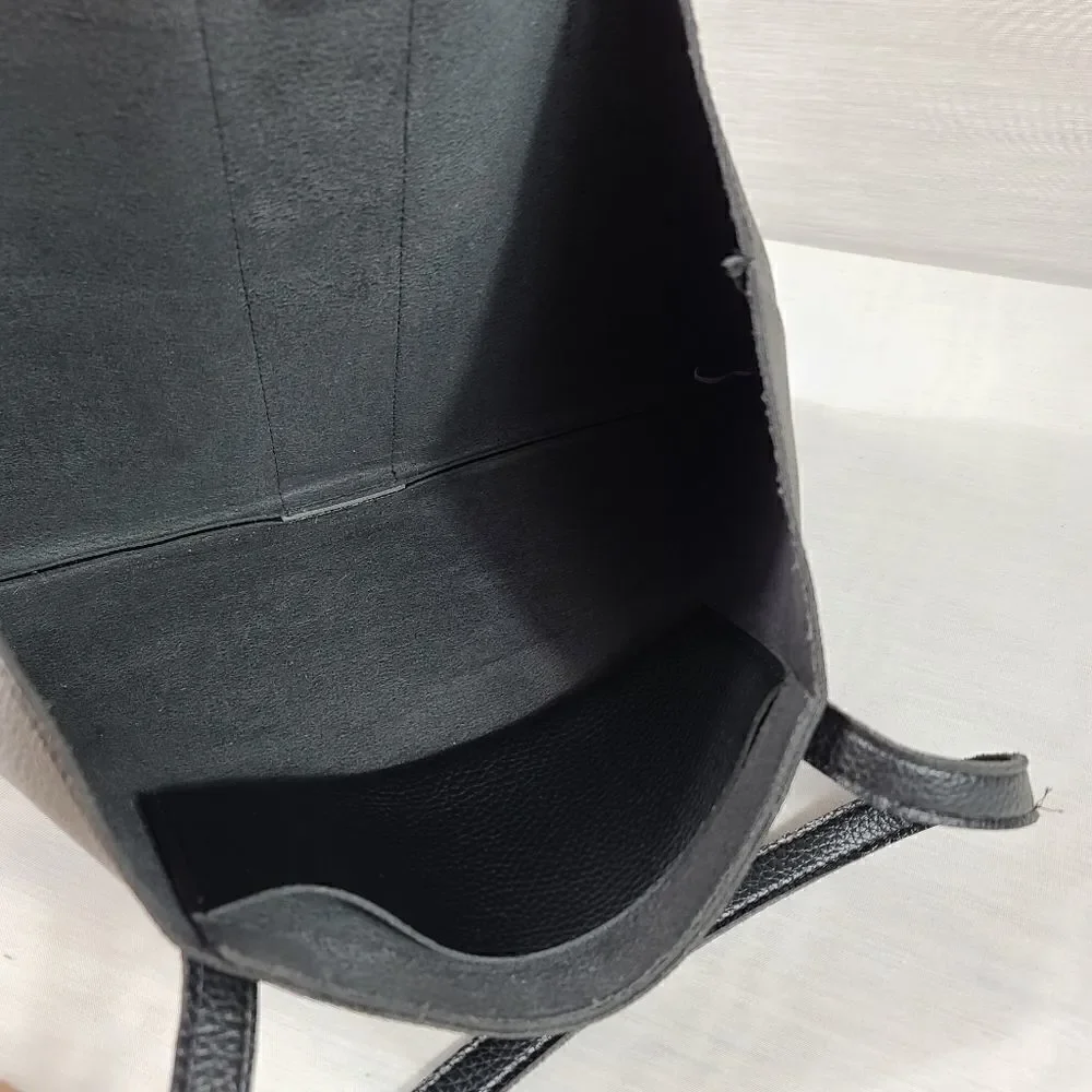 VINCE CAMUTO Black Gray Leather Tote